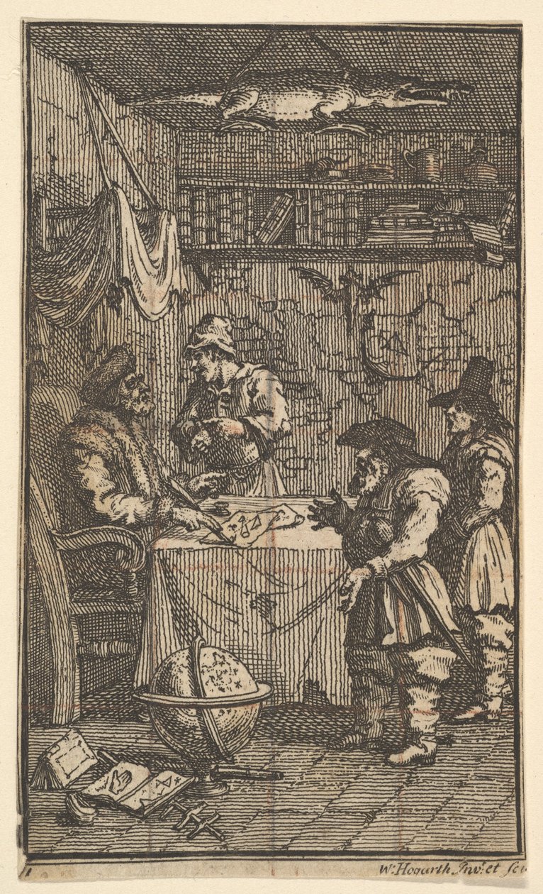 Hudibras besöker Sidrophel Sjutton små illustrationer för Samuel Butlers Hudibras..., 1721-26. av William Hogarth