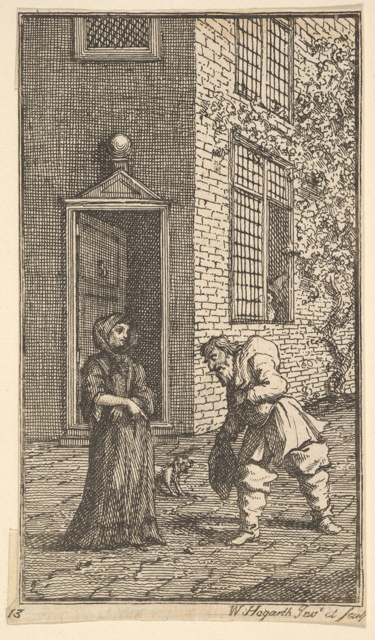 Hudibras uppvaktar änkan Sjutton små illustrationer för Samuel Butlers Hudibras..., 1721-26. av William Hogarth