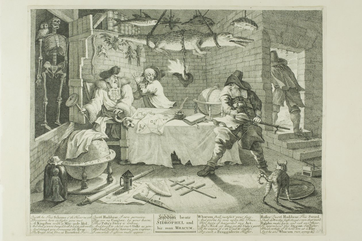 Hudibras och Sidrophel, platta åtta från Hudibras av William Hogarth