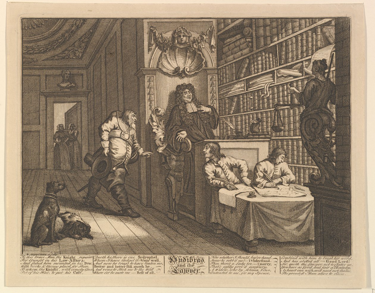 Hudibras och advokaten Tolv stora illustrationer för Samuel Butlers Hudibras, Plate..., 1725-68. av William Hogarth