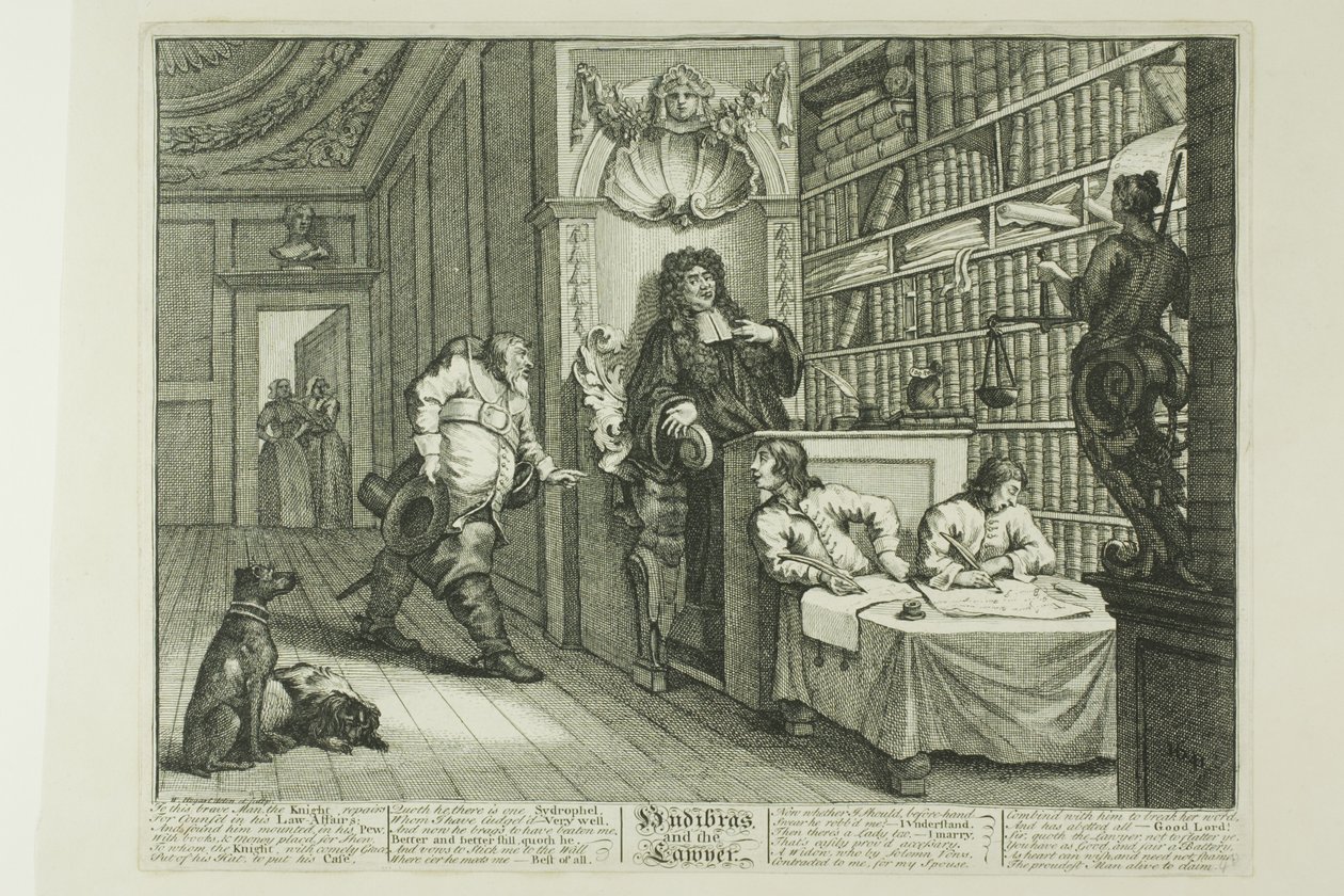 Hudibras och Advokaten, platta tolv från Hudibras av William Hogarth