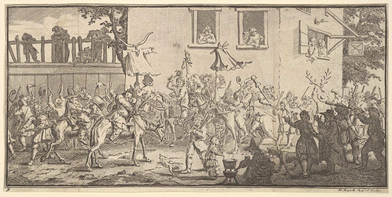 Hudibras and the Skimmington Sjutton små illustrationer för Samuel Butlers Hudibras..., 1721-26. av William Hogarth