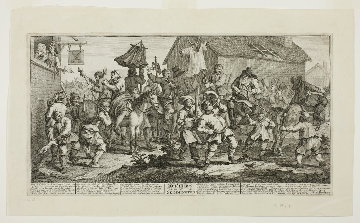 Hudibras och Skimmington, platta sju från Hudibras av William Hogarth