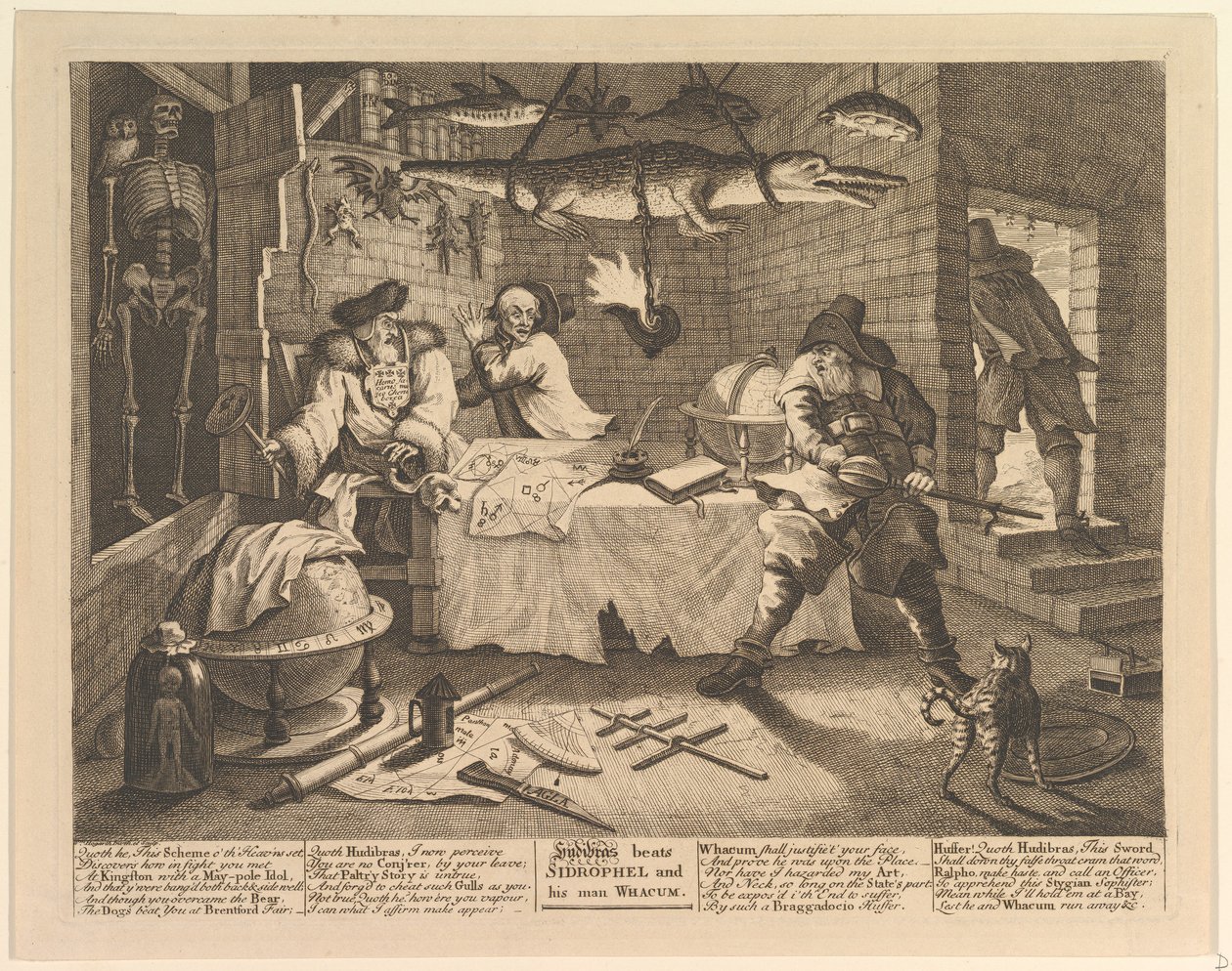 Hudibras slår Sidrophel och hans man Wacum av William Hogarth