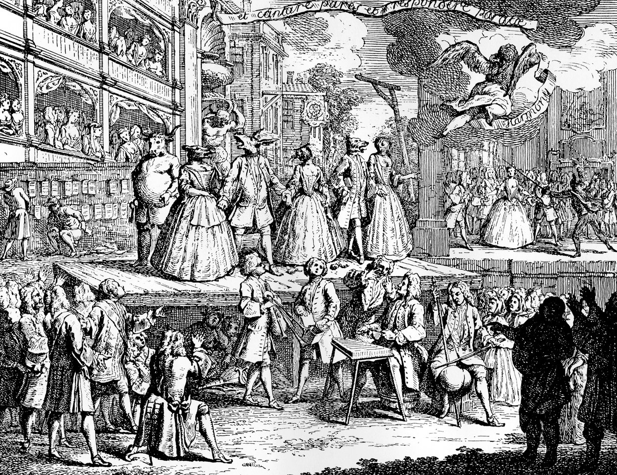 Om musikens charm kan hjärtan fängsla, 1730. av William Hogarth