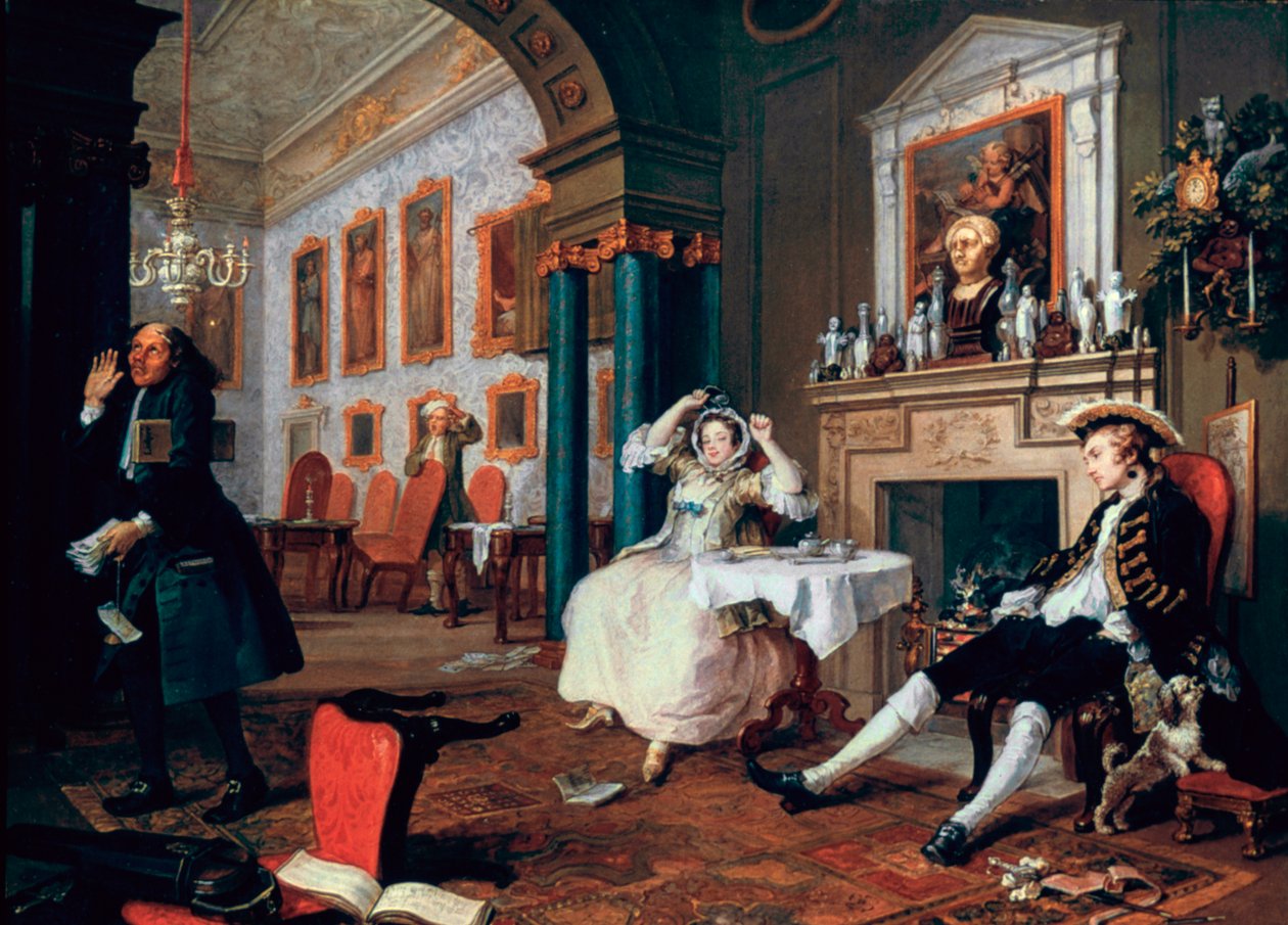 Äktenskap A-la-Mode: 2. The Tete a Tete, 1743 av William Hogarth