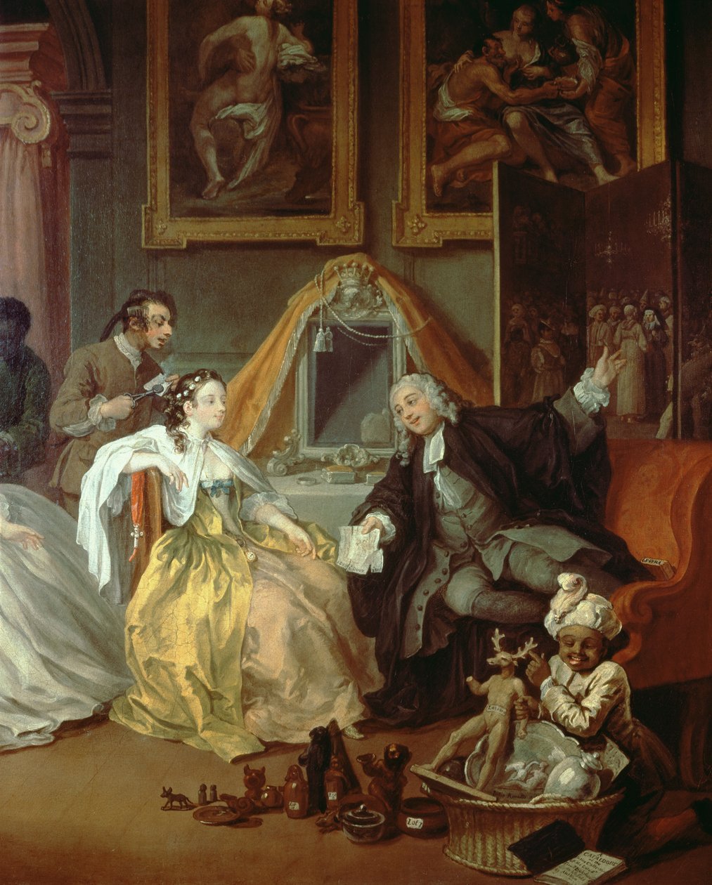 Marriage a la Mode: IV - The Toilette, c.1743 olja på duk detalj från 182092 av William Hogarth