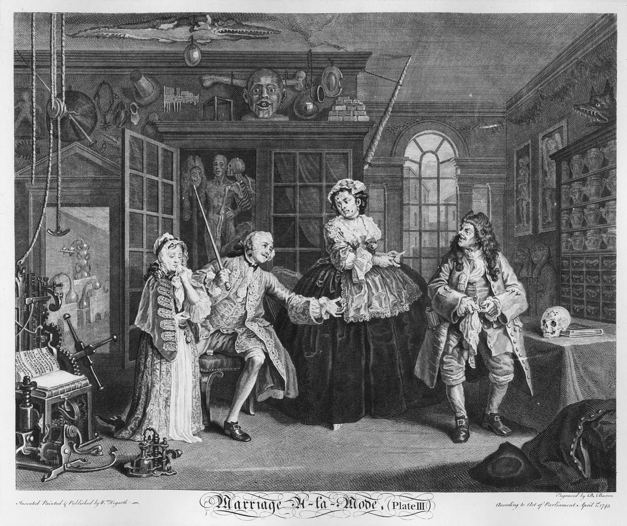 Äktenskap a la Mode, tavla III, Inspektionen, 1745 av William Hogarth
