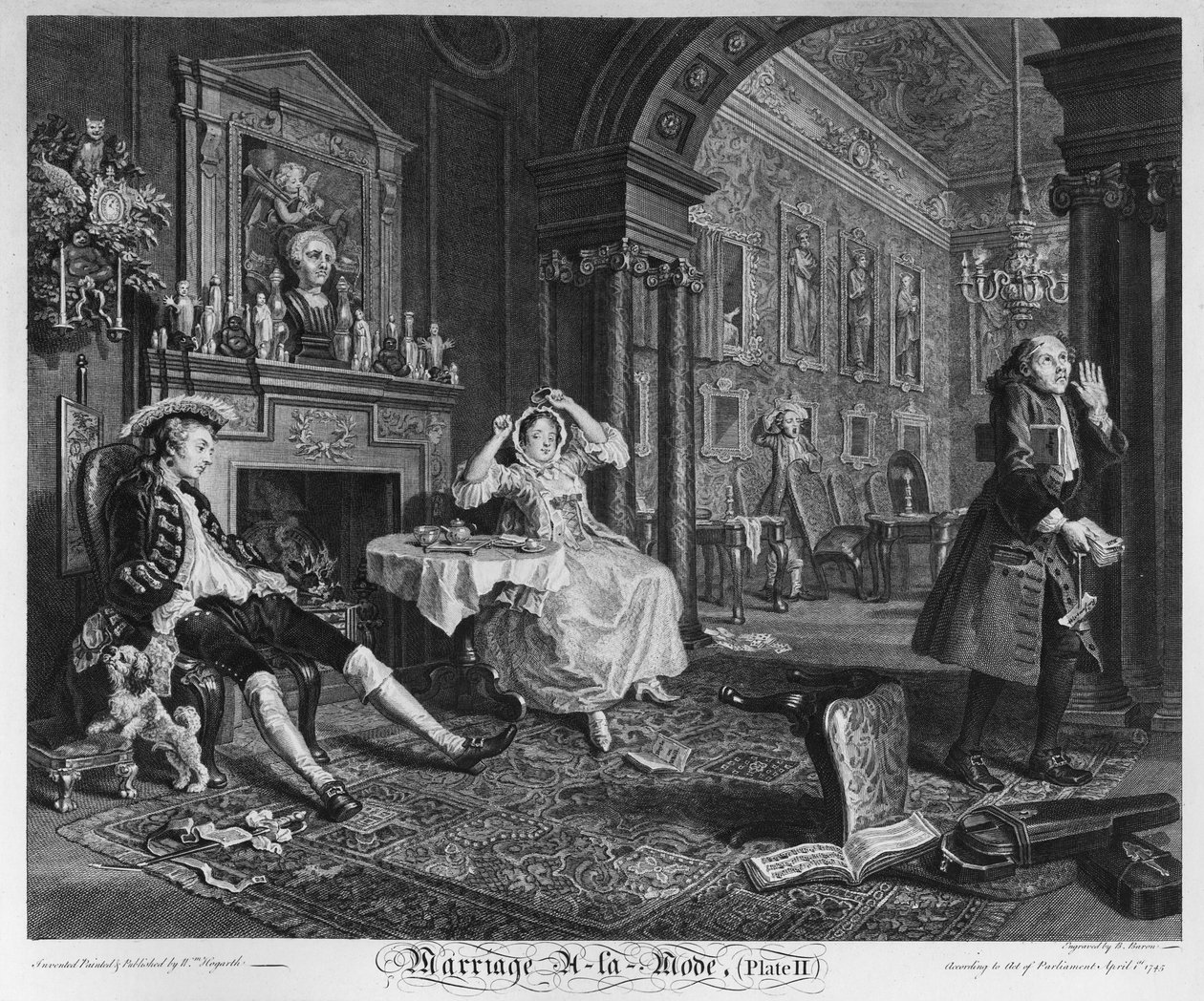 Äktenskap a la Mode, tavla II, Tete a Tete, 1745 av William Hogarth