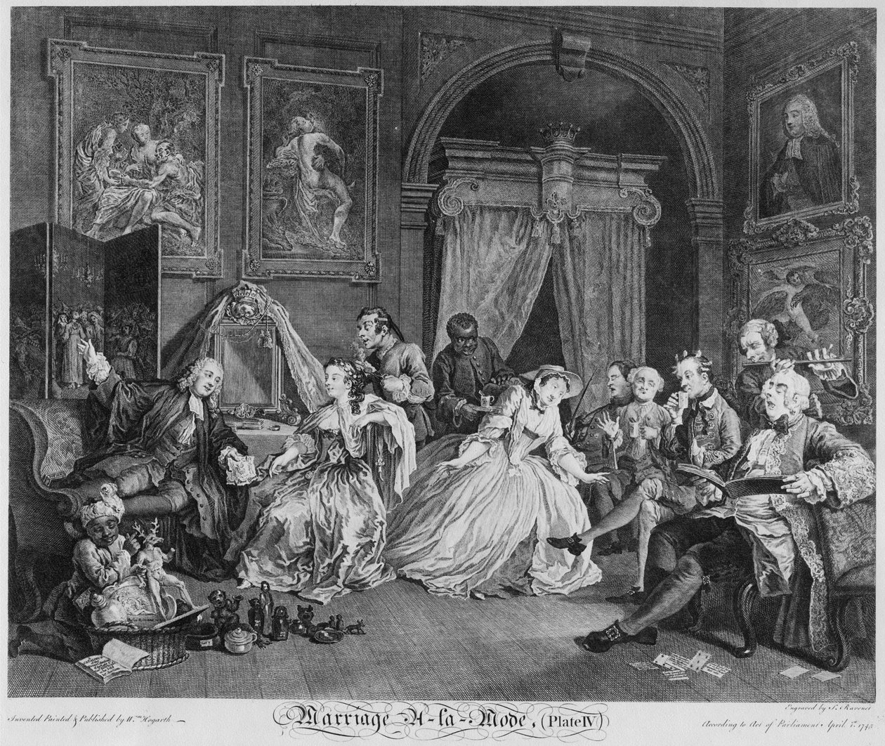 Äktenskap a la Mode, tavla IV, The Toilette, 1745 av William Hogarth
