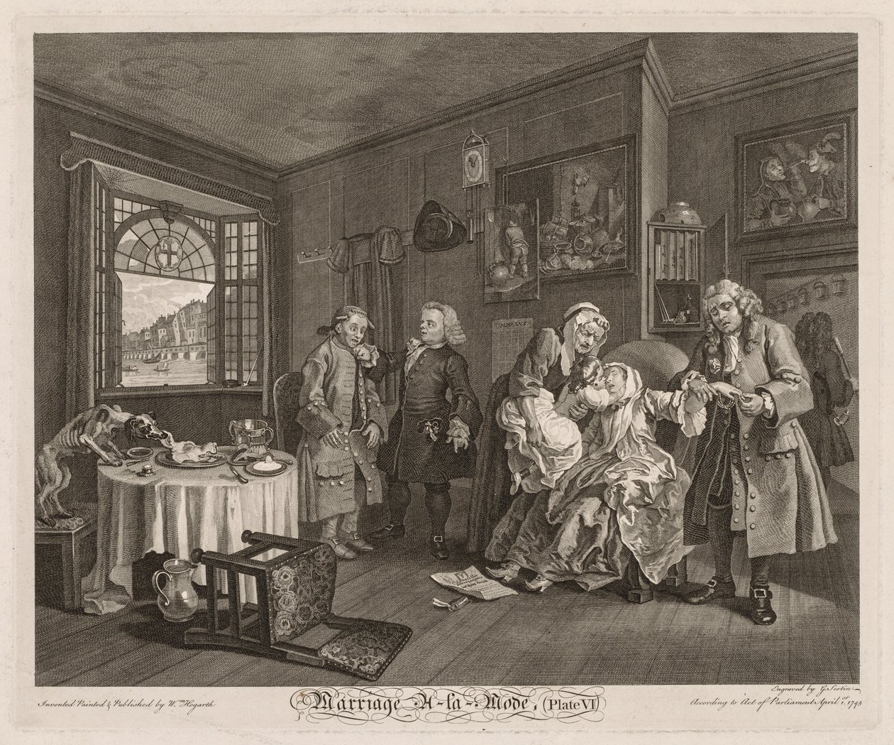 Marriage à la Mode: Grevinnans död av William Hogarth
