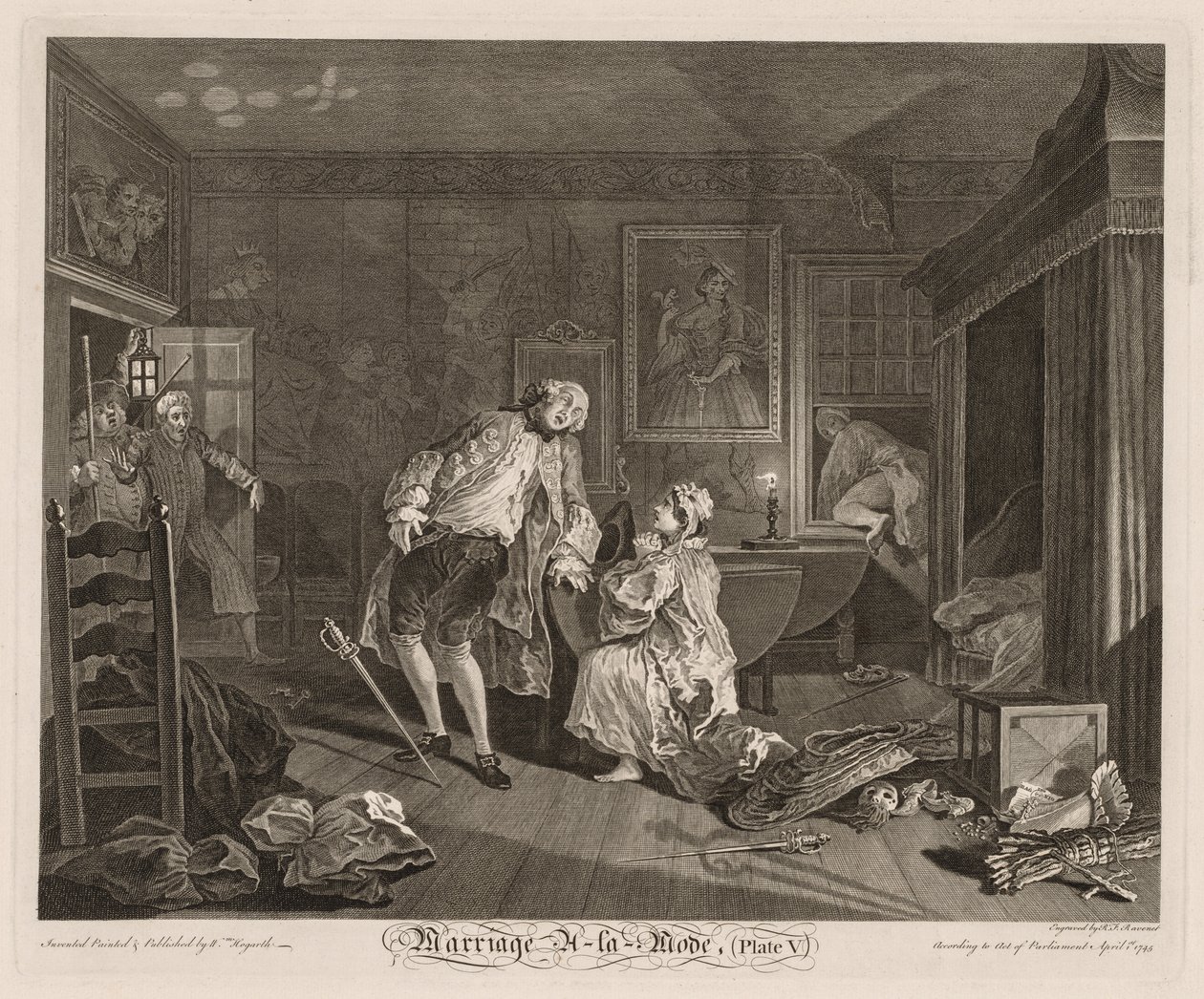 Marriage à la Mode: The Death of the Earl av William Hogarth
