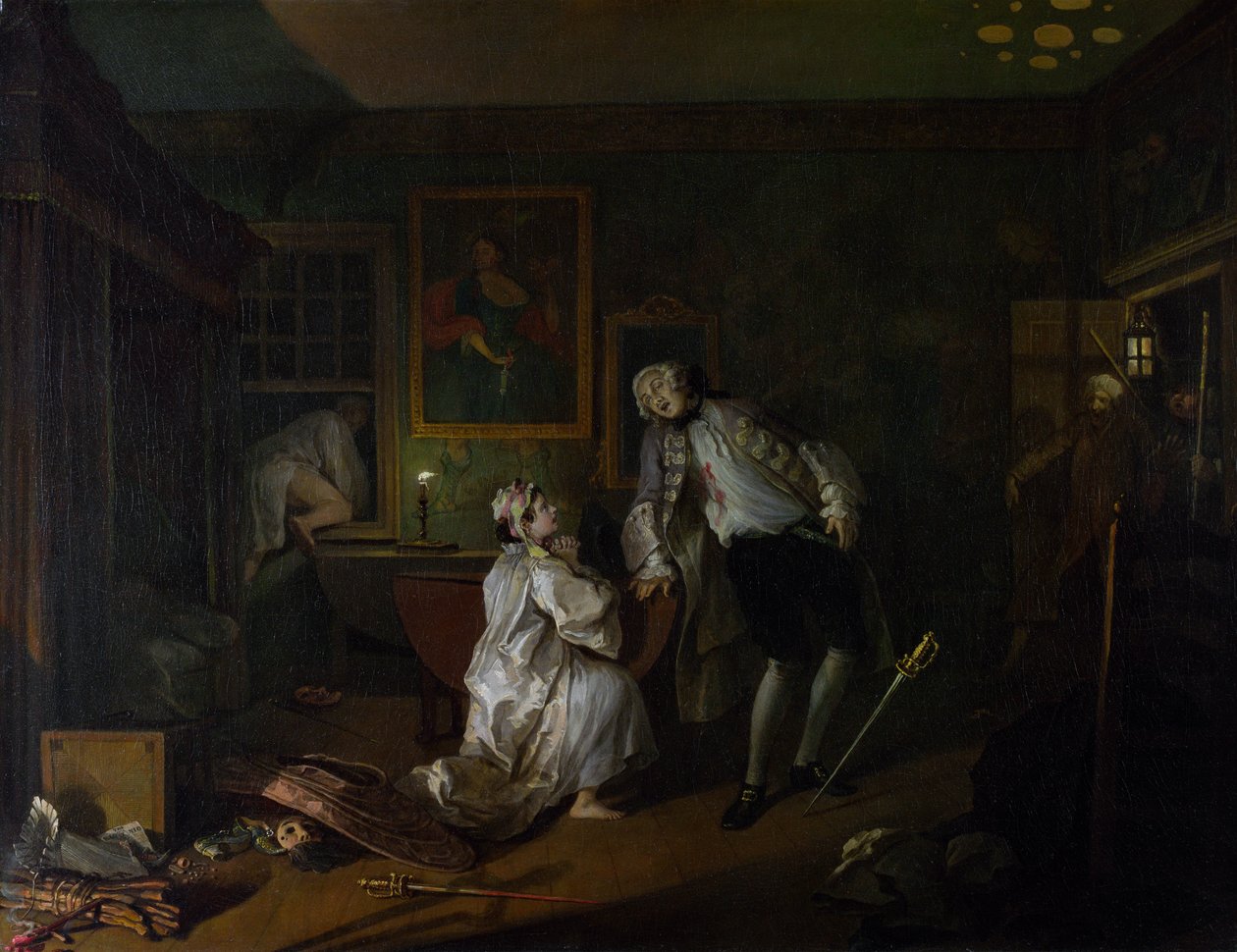Marriage a la Mode: V, The Bagnio, c.1743 (olja på duk) av William Hogarth