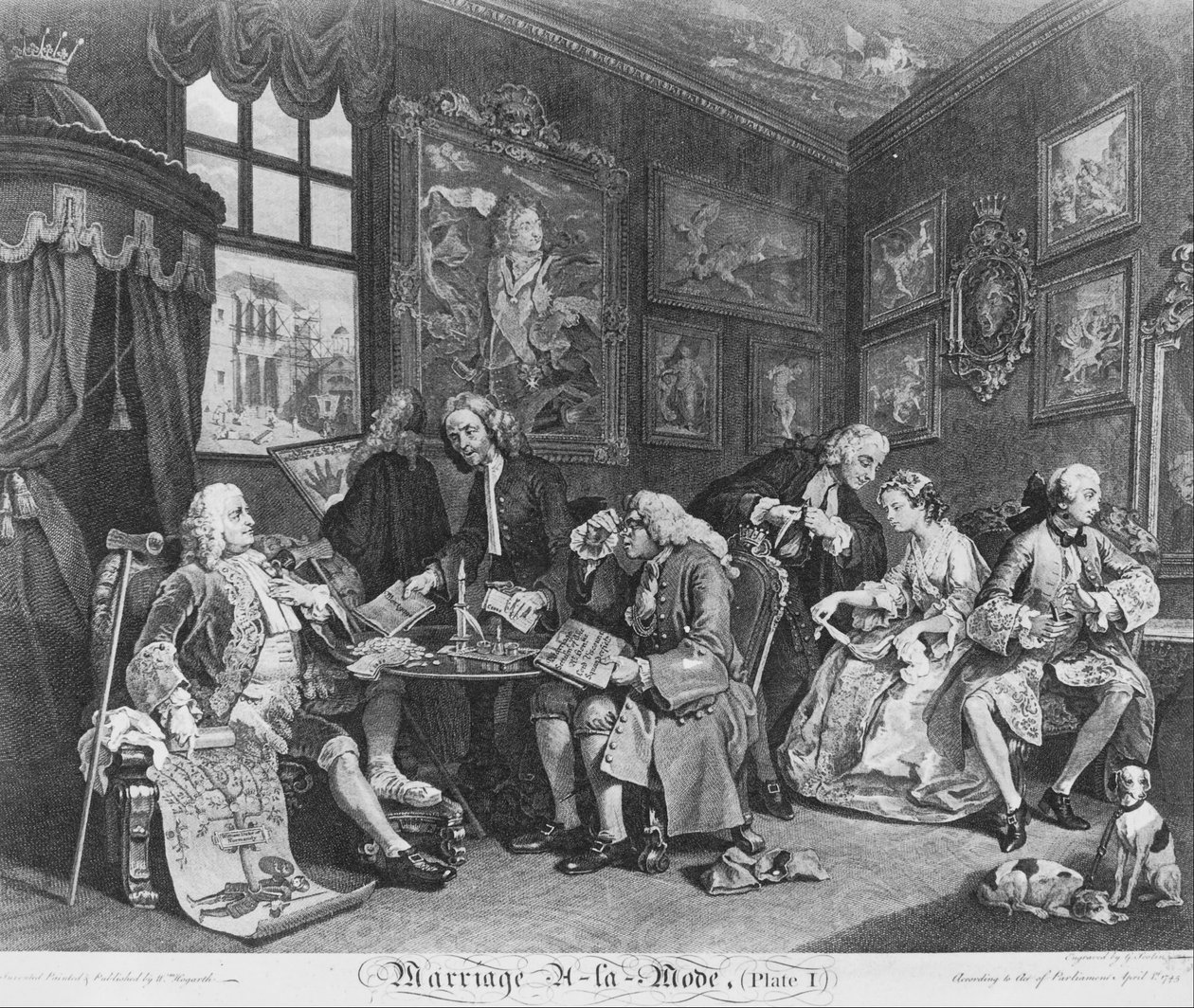 Marriage à la Mode, Plate 1, (Äktenskapskontraktet) av William Hogarth