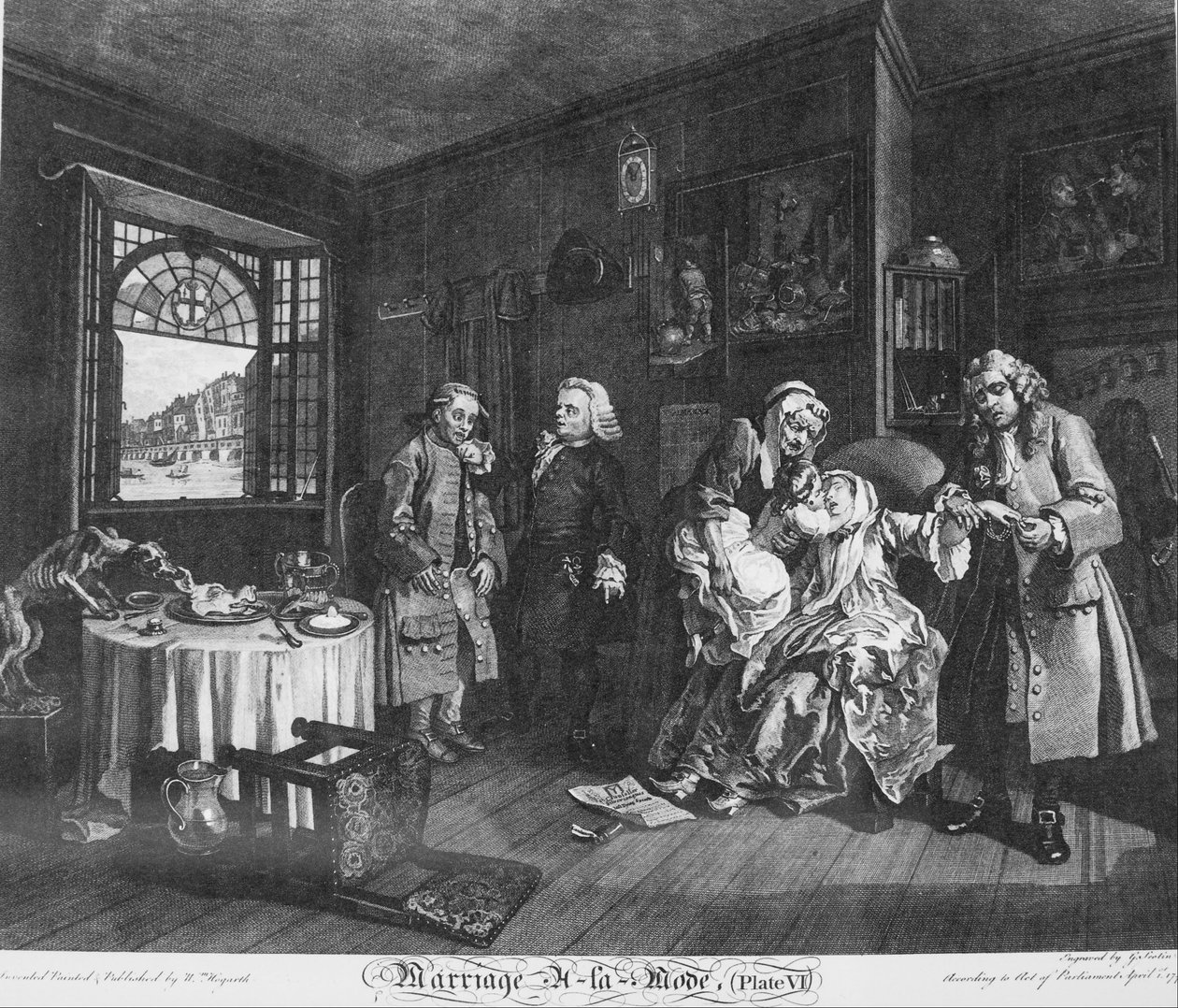 Äktenskap à la Mode, plansch 6, (Grevinnans död) av William Hogarth