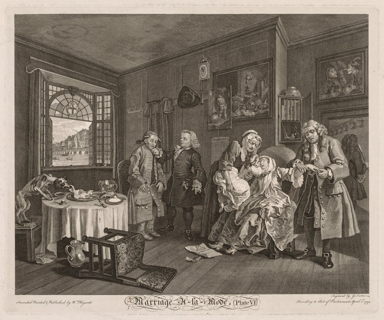 Marriage à la Mode: Grevinnans död av William Hogarth