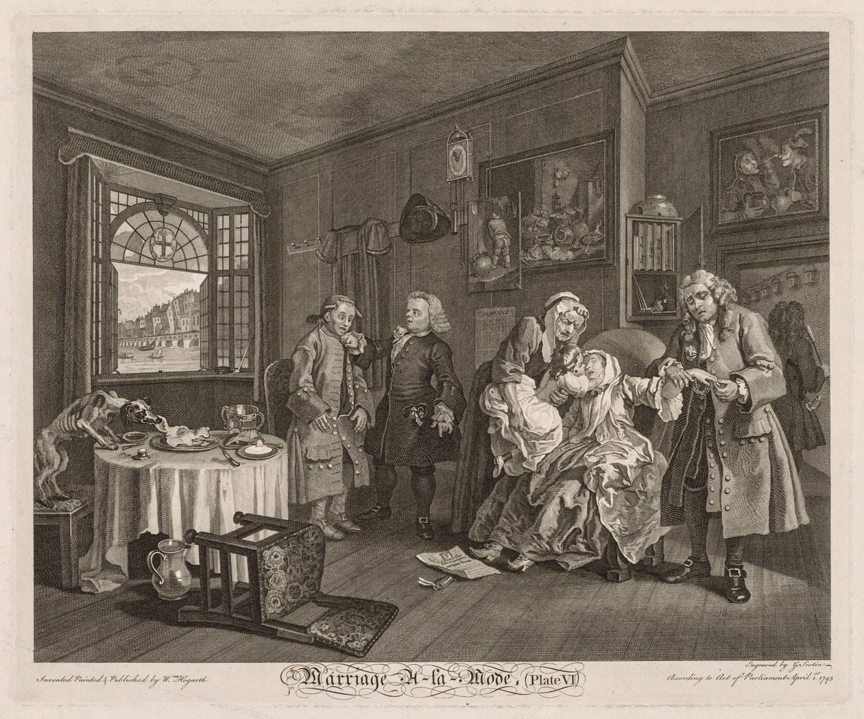 Marriage à la Mode: The Death of the Countess, 1745. av William Hogarth