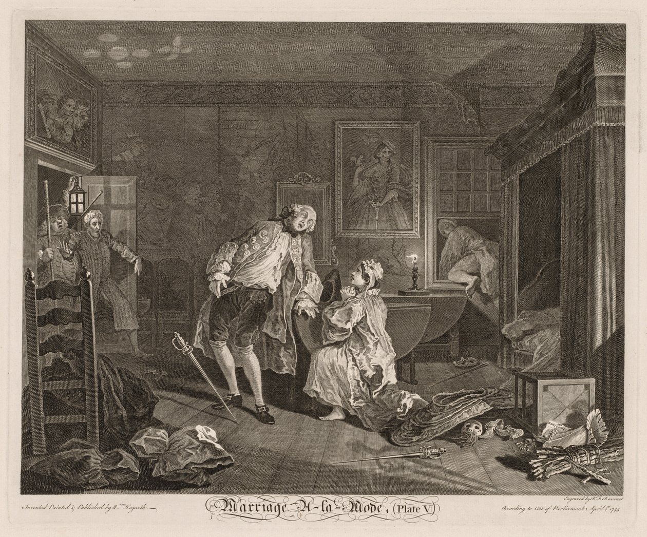 Marriage à la Mode: The Death of the Earl av William Hogarth