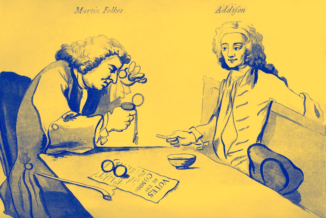 Martin Folkes och Addison i Buttons kaffestuga av William Hogarth