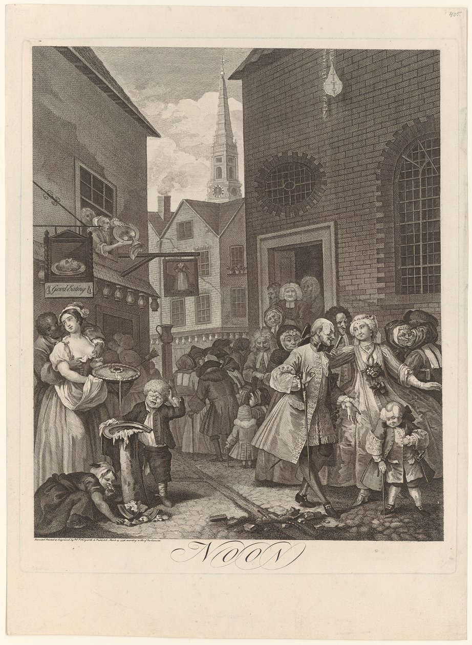 Mittag, blad 2 i serien ”Fyra tidpunkter på dygnet” av William Hogarth