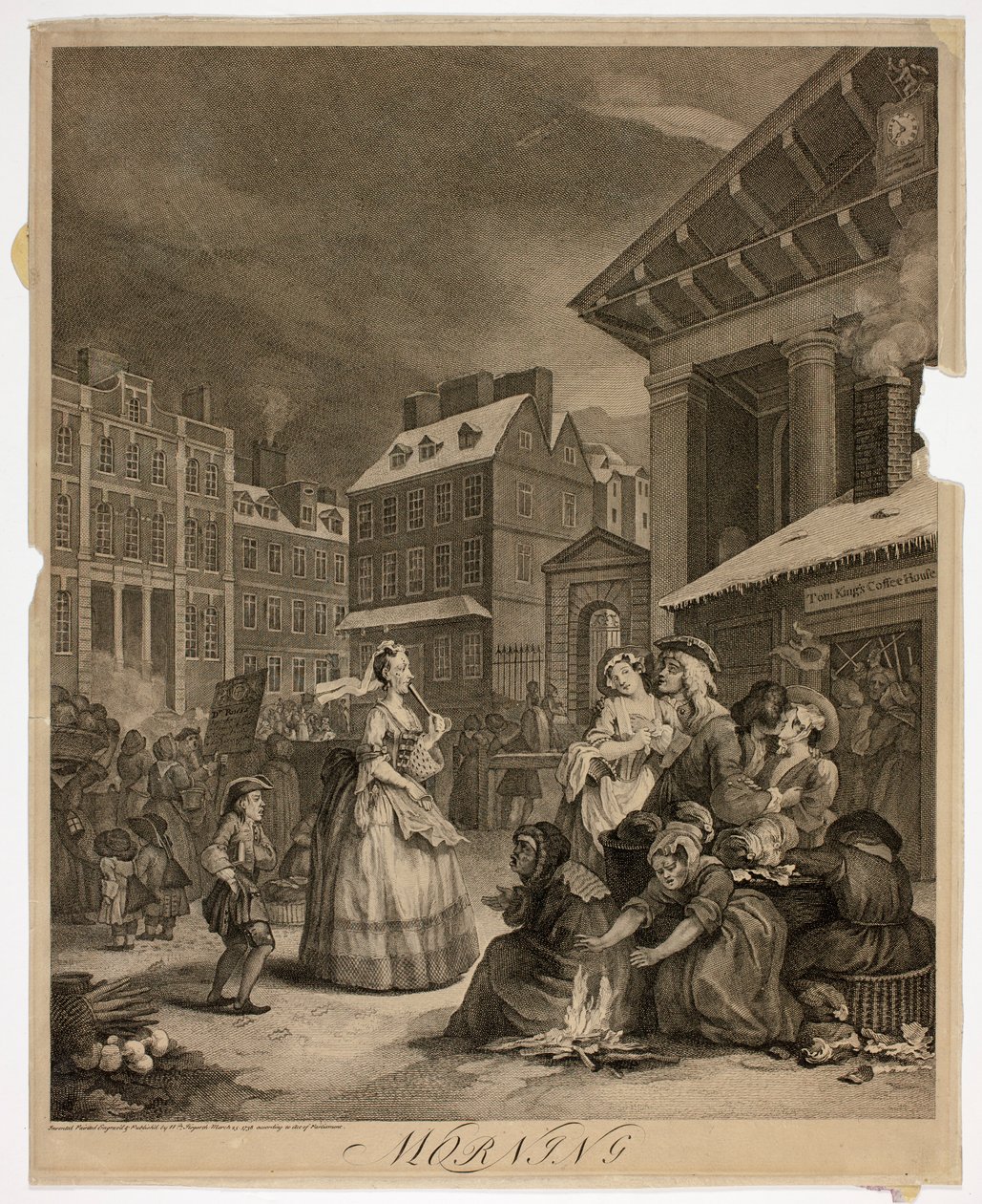 Morgon, tallrik ett från The Four Times of the Day av William Hogarth