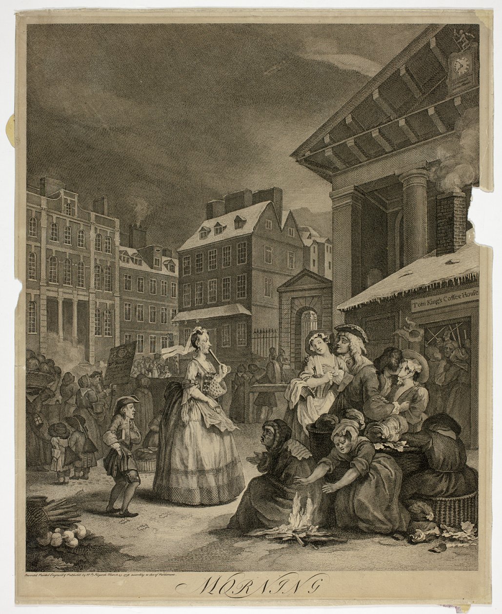 Morgon, tallrik ett från The Four Times of the Day av William Hogarth