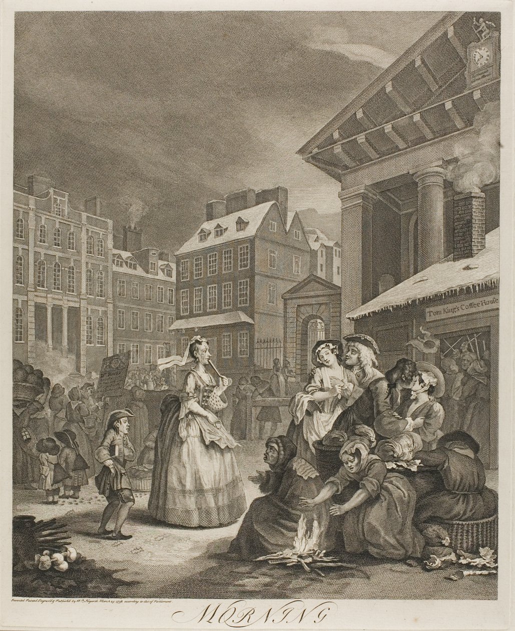 Morgon, tallrik ett från The Four Times of the Day av William Hogarth