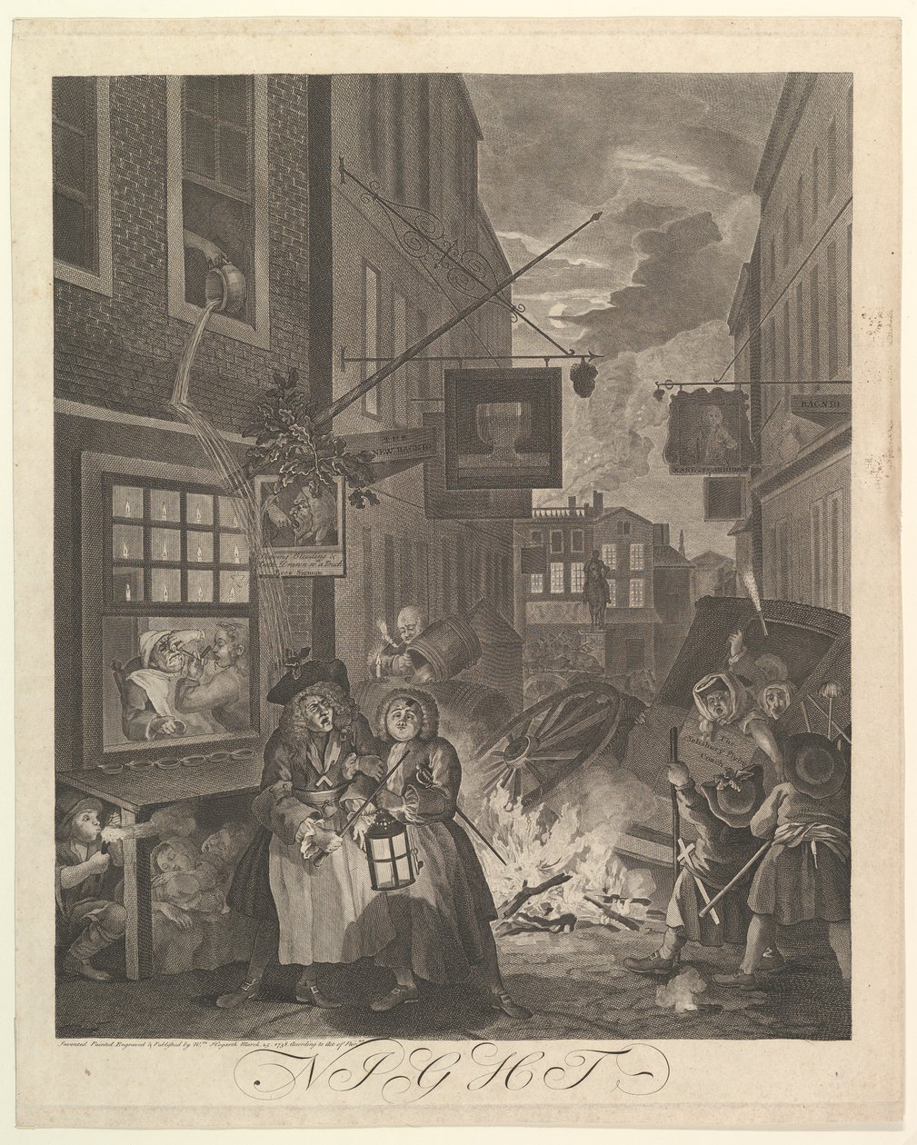 Natt de fyra gångerna på dygnet, 25 mars 1738. av William Hogarth