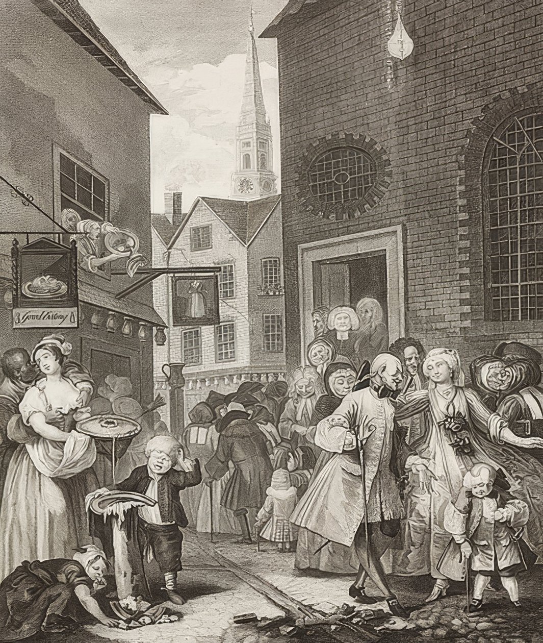 Middag / middag. Från: The Four Times of the Day / De fyra tiderna på dagen. 1738 av William Hogarth
