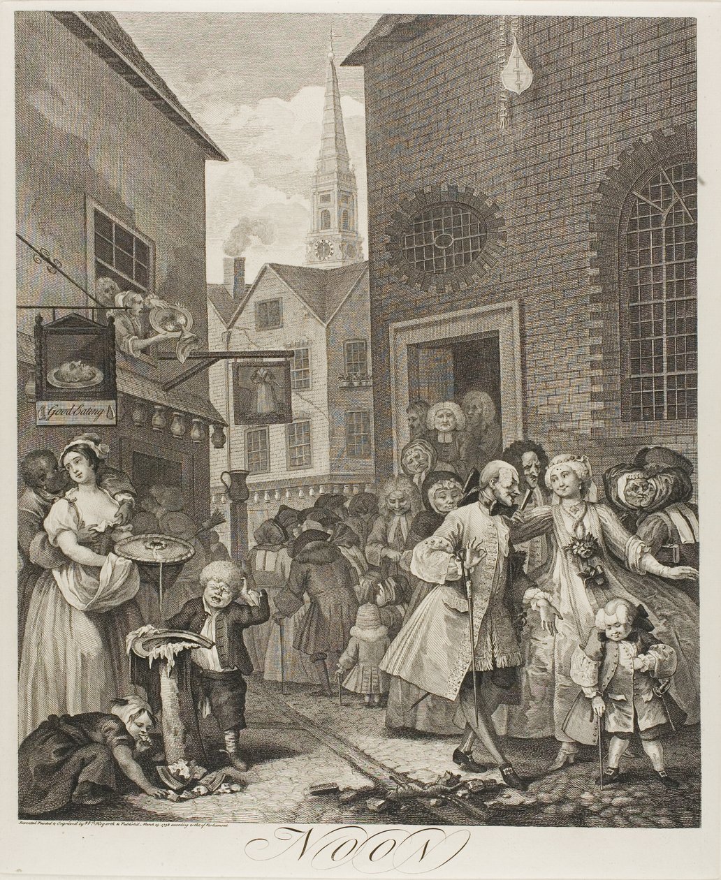 Middag, tallrik två från The Four Times of the Day av William Hogarth