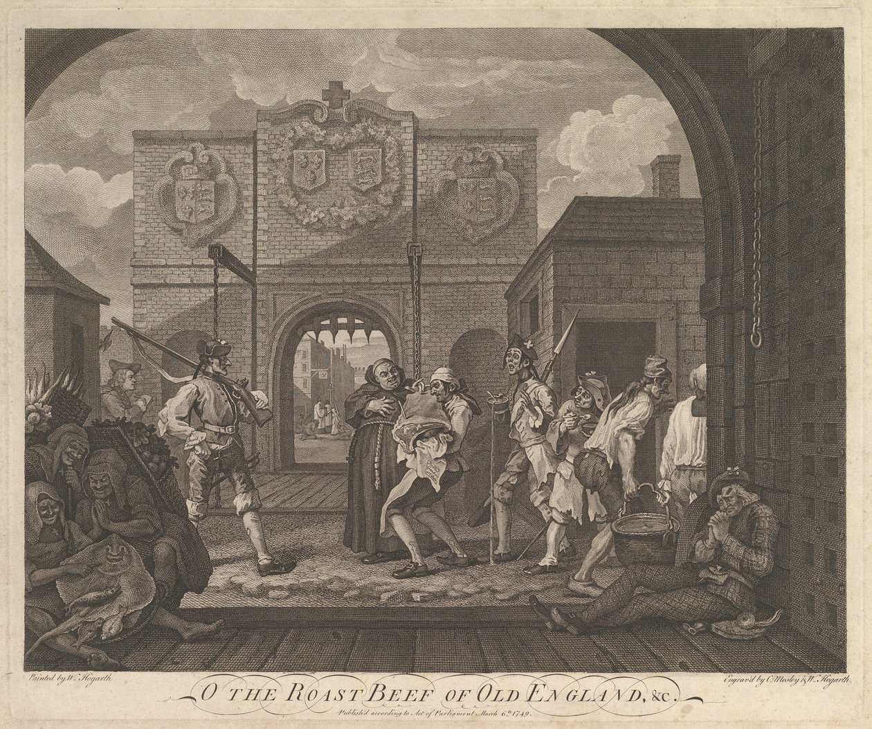 O rostbiff från Old England-The Gate of Caiais, 6 mars 1749. av William Hogarth