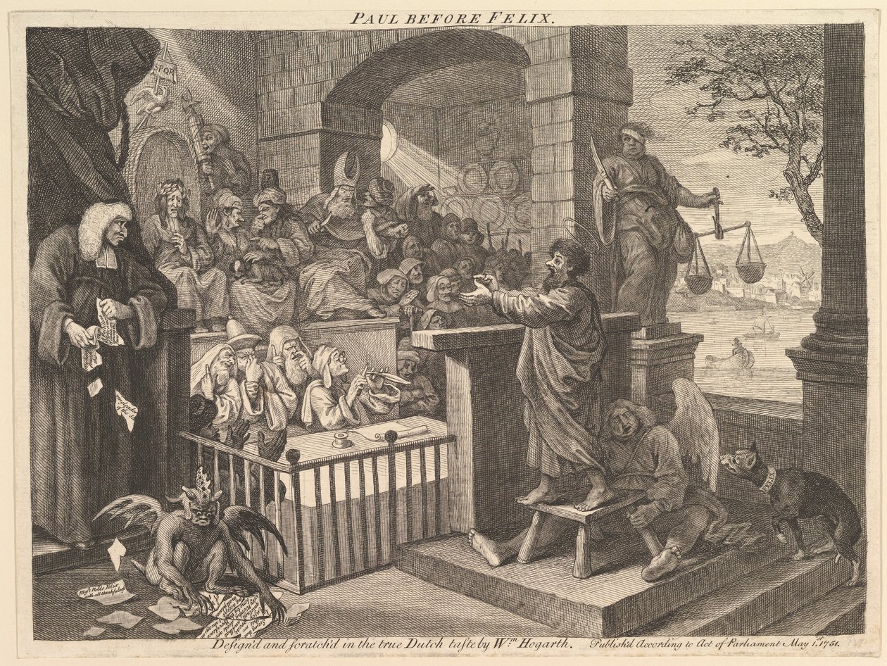 Paul inför Felix – en parodi av William Hogarth