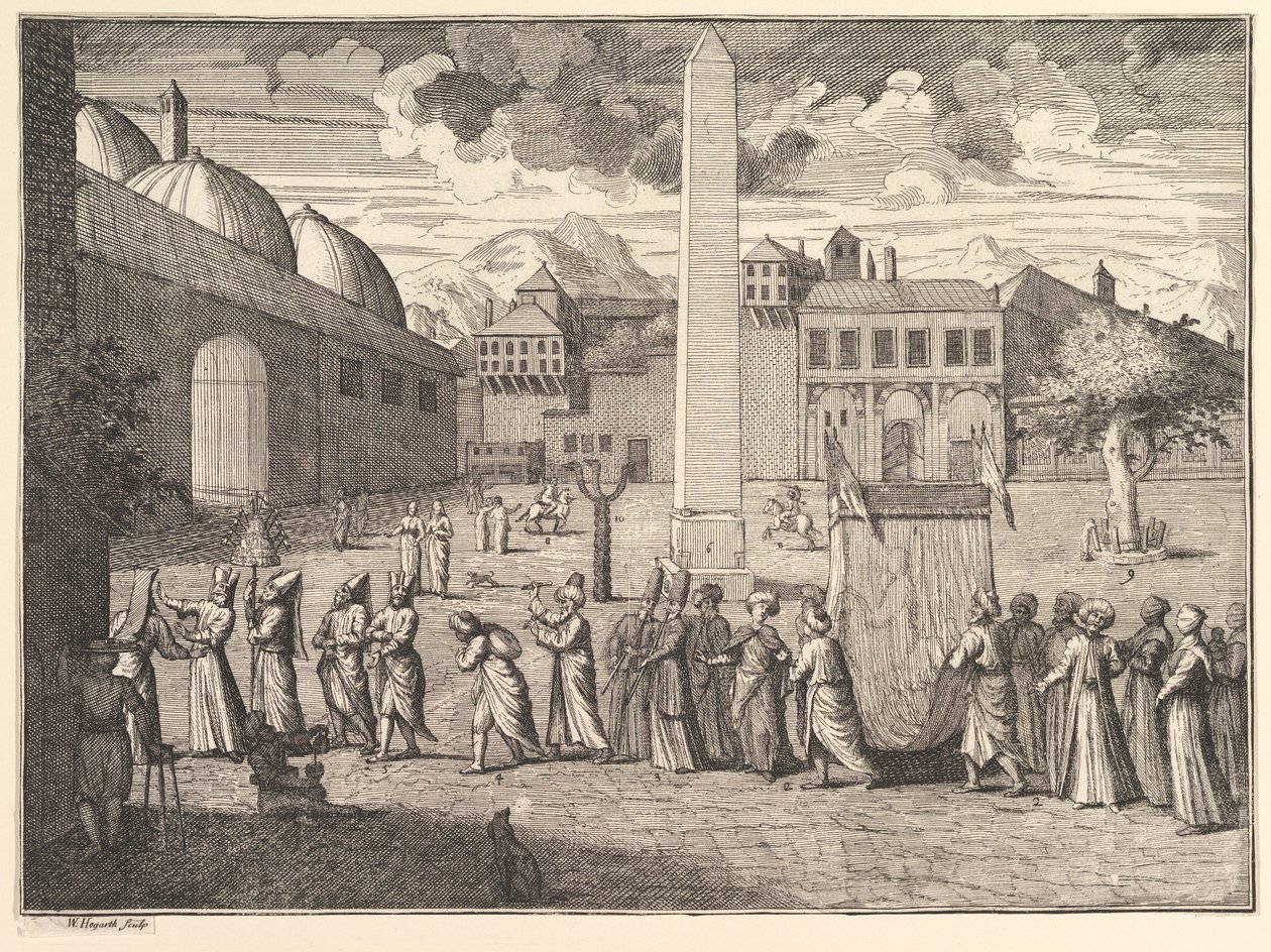 Procession genom Hippodromen, Konstantinopel Aubry de La Mottrayes Travels thro..., 1723-24. av William Hogarth