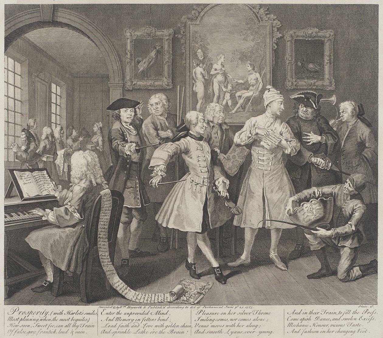 Välstånd, med skökan leenden av William Hogarth