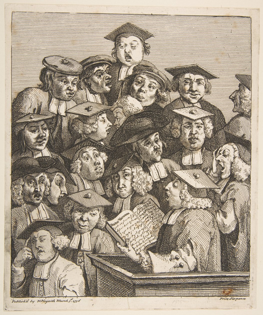 Lärda vid en föreläsning av William Hogarth