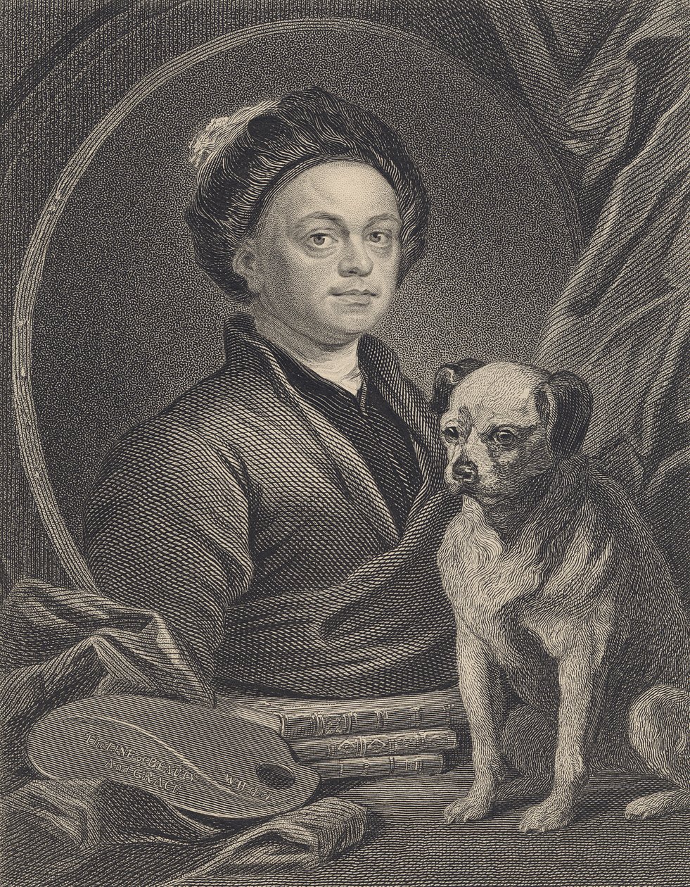 Självporträtt, graverad av J. Mollison av William Hogarth
