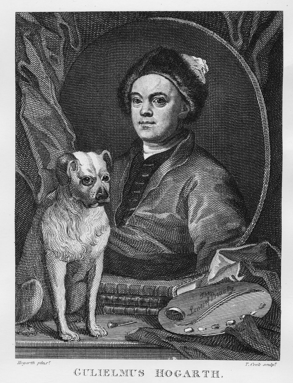 Självporträtt, graverat av T. Cook, 1809 av William Hogarth