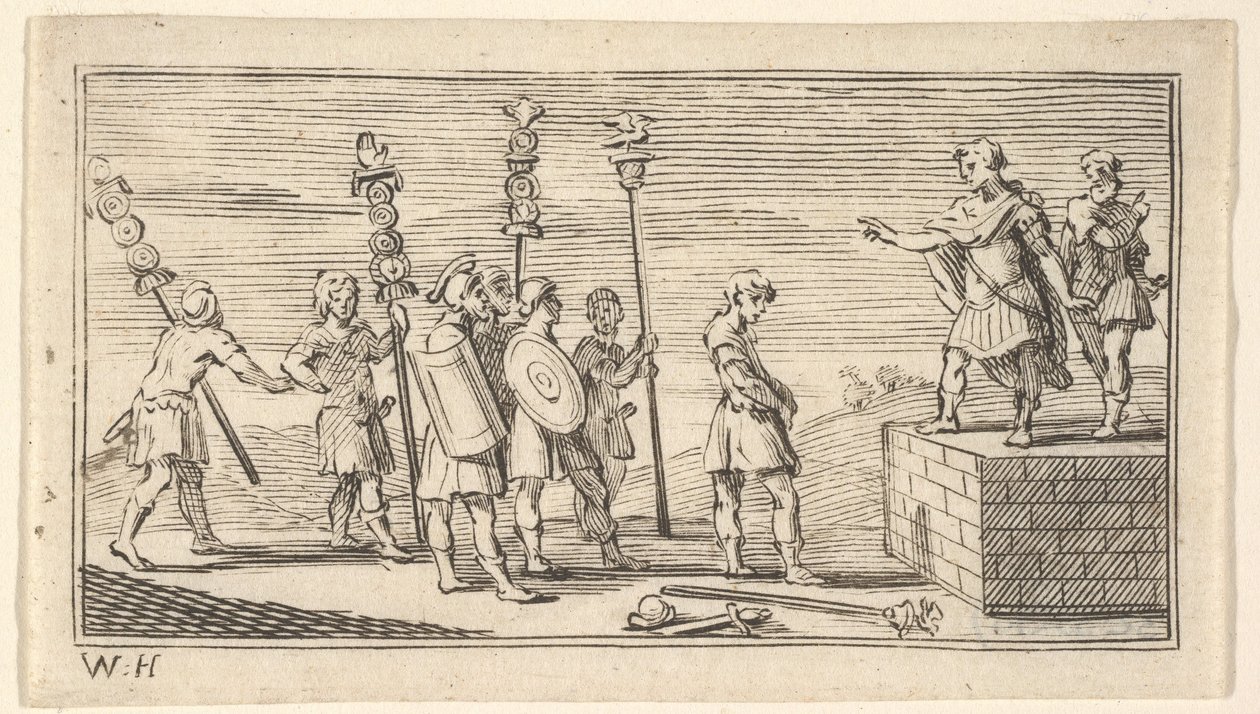 Shameful Discharge John Beaver, romerska militära straff, 1725, efter 1725. av William Hogarth