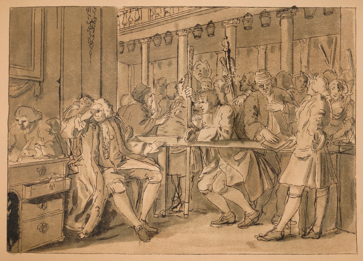 Skiss för industri och sysslolöshet - Tavla X, 1747 av William Hogarth