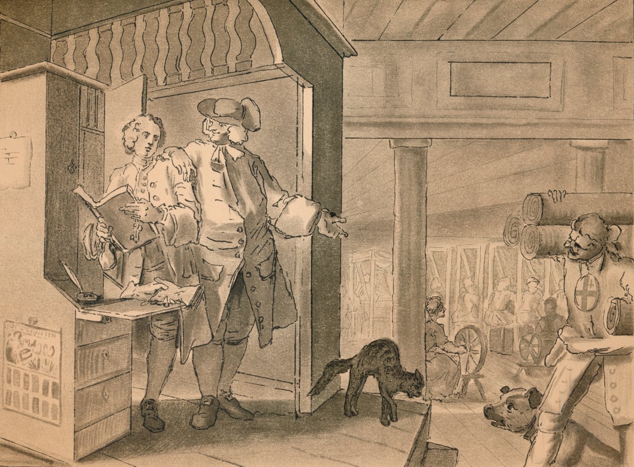Skiss för tavla IV från Industry and Idleness, 1747 av William Hogarth