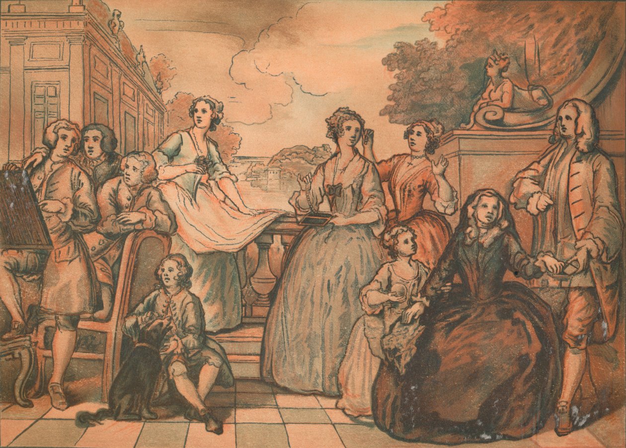 Skiss för The Jones Family Conversation Piece, 1730 av William Hogarth