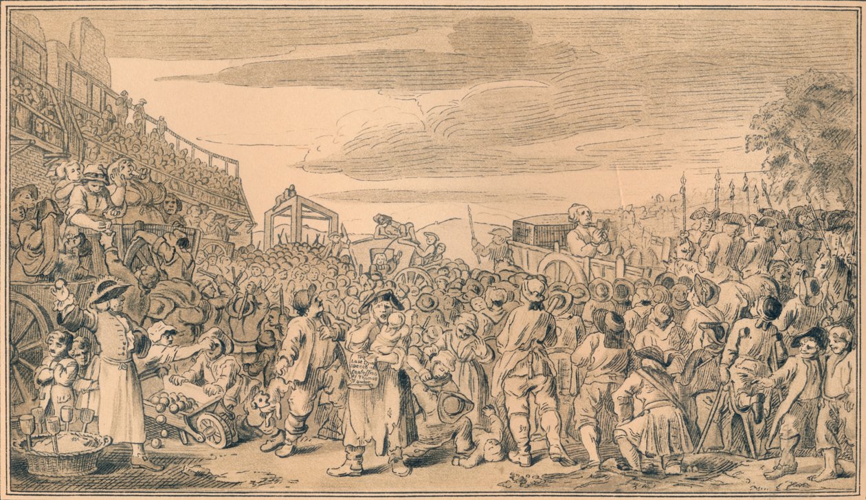 Skiss för plattan XI of Industry and Idleness, 1747 av William Hogarth