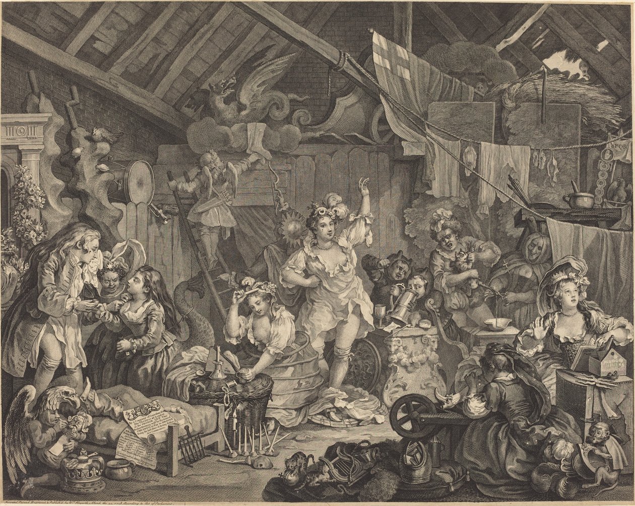 Promenerande skådespelerskor som klär sig i en lada av William Hogarth