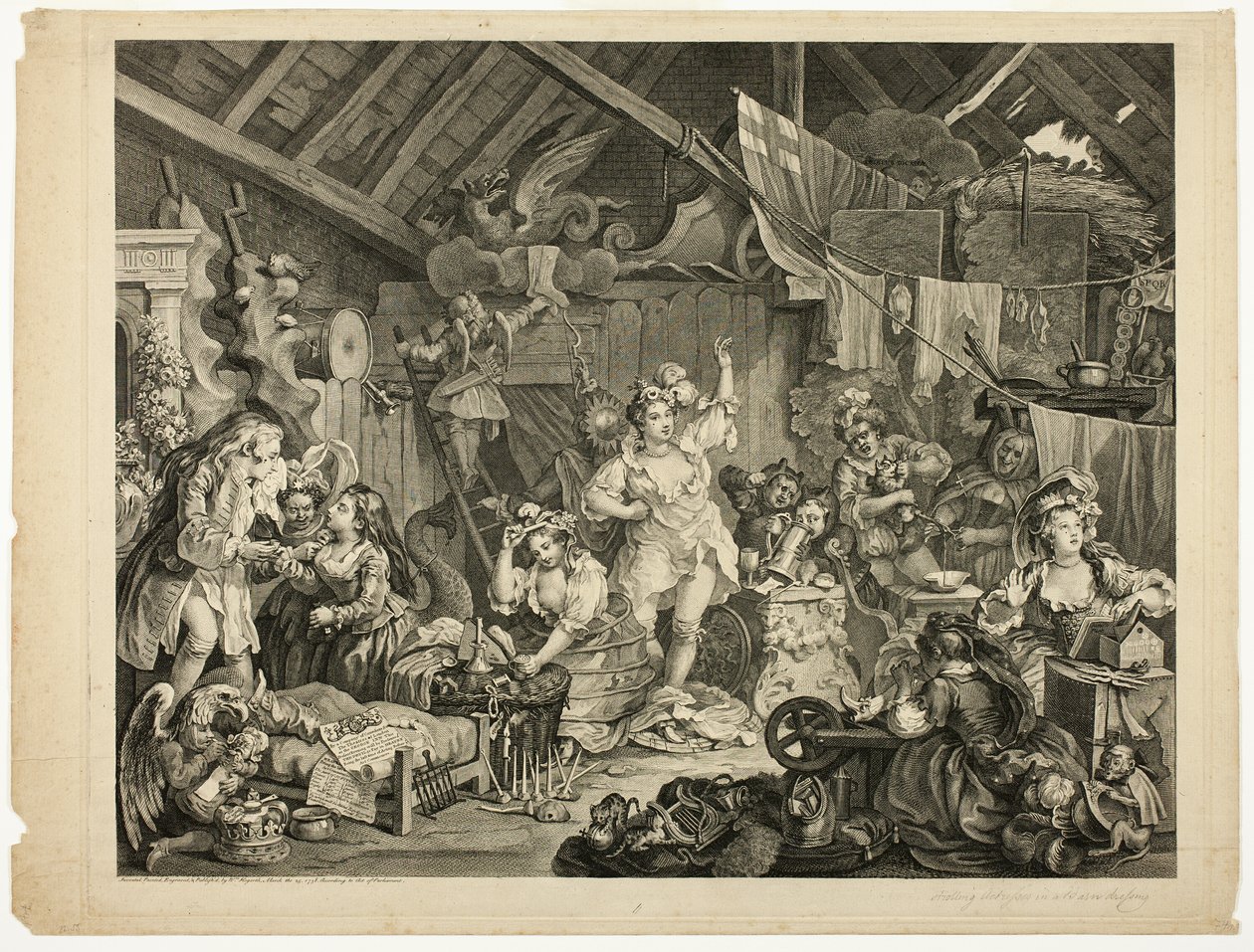 Promenerande skådespelerskor som klär sig i en lada av William Hogarth