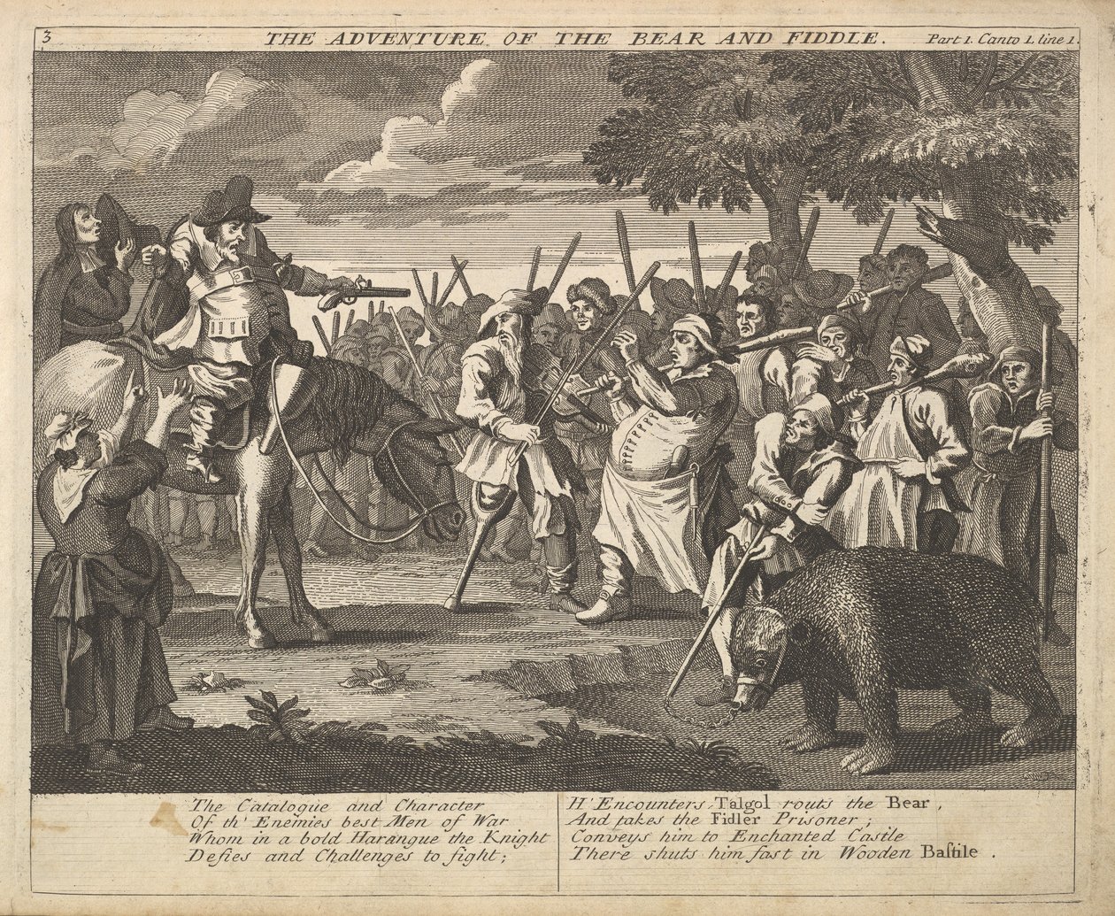 The Adventure of the Bear and the Fiddle Plate 3: Illustrationer till Samuel Butlers..., 1725-30. av William Hogarth