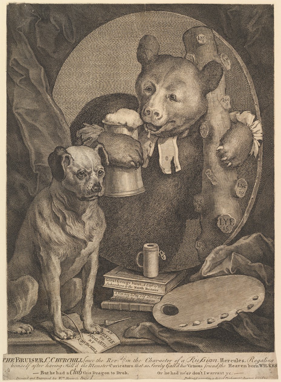 Slagskämpen (karikatyr av Charles Churchill) av William Hogarth