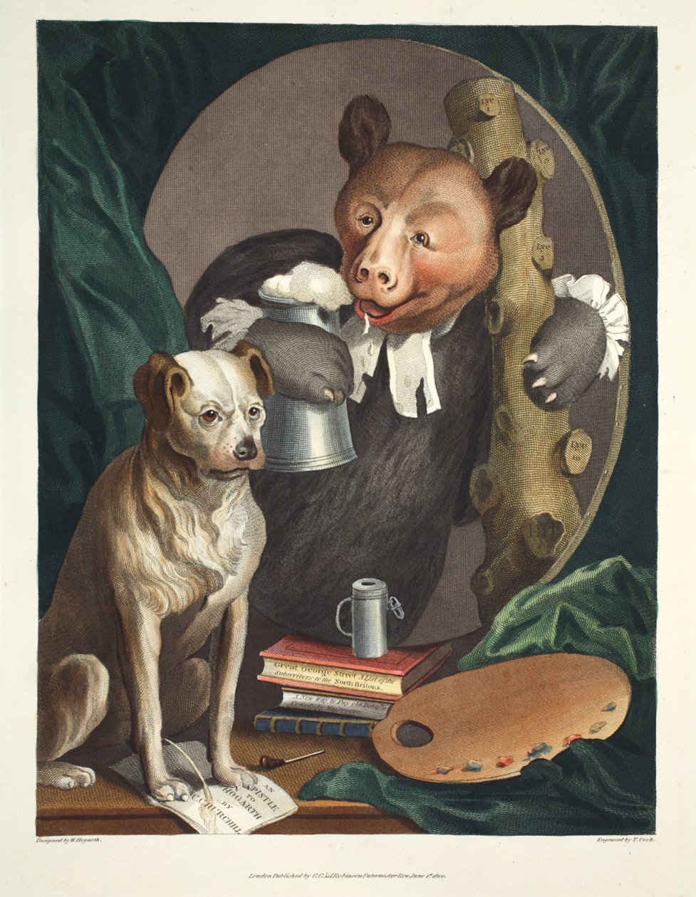 Bruiser Charles Churchill, en gång pastor, i karaktären av en rysk Hercules, illustration från 