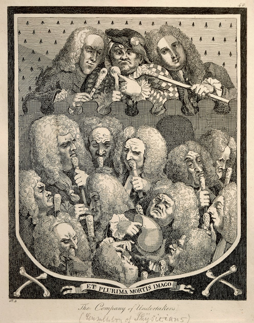 The Company of Undertakers av Georg Friedrich Haendel, karikatyrgravyr av William Hogarth av William Hogarth