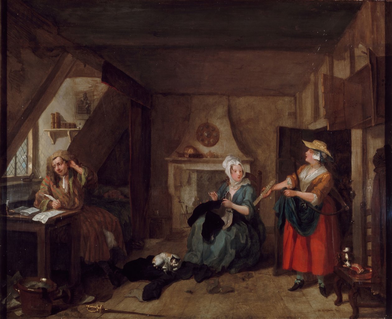Den nödställda poeten, 1733-1735. av William Hogarth