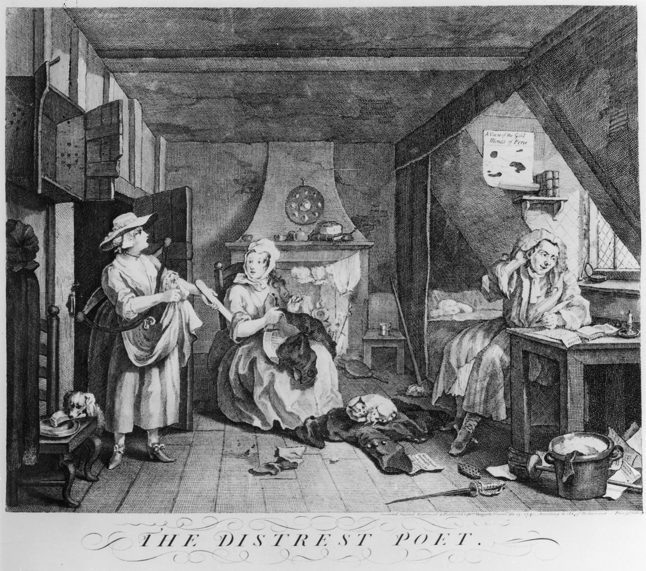 Den nødstedte digter, 1740 swed av William Hogarth